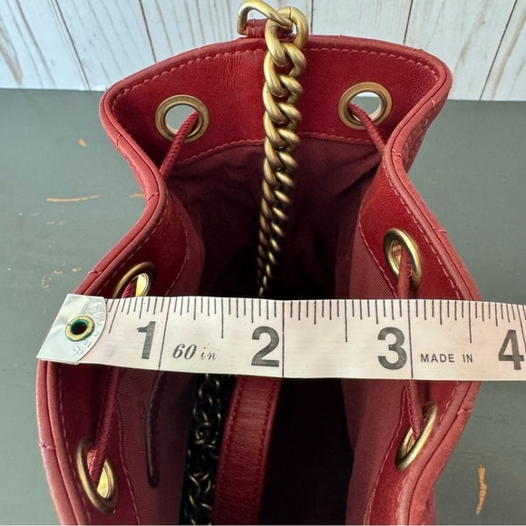 Chanel Chevron Red Leather Bucket Bag with Gold Accents - Picture 16 of 16